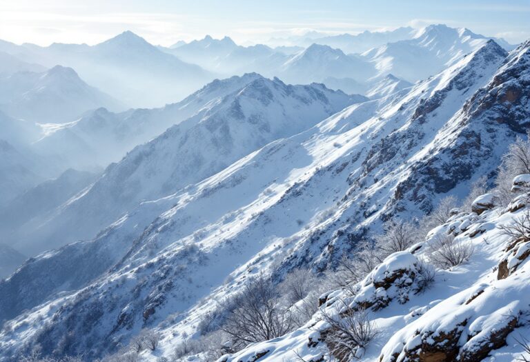 Paesaggio invernale dell'Armenia con neve e montagne