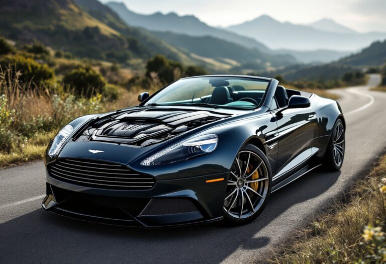 Aston Martin Vanquish Volante in un paesaggio urbano
