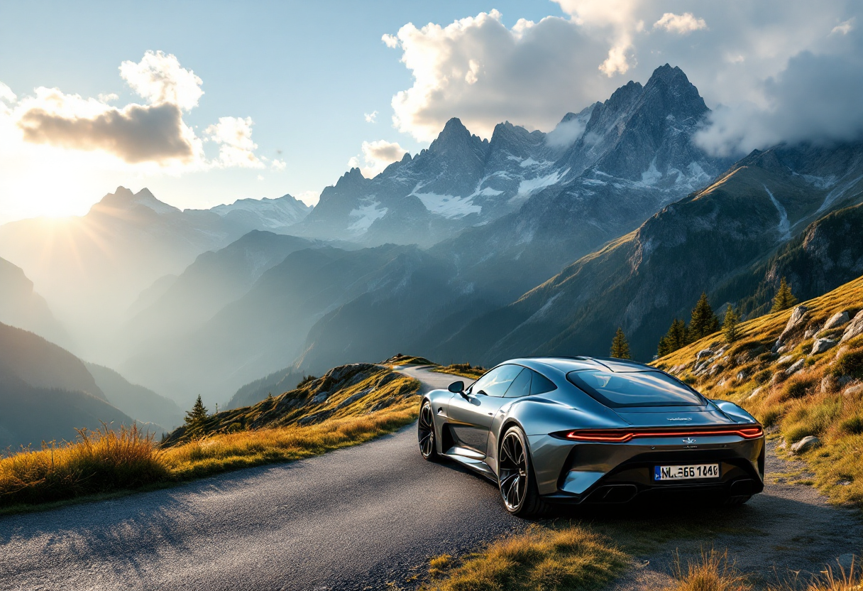 Auto iconiche esposte in un evento alpino affascinante