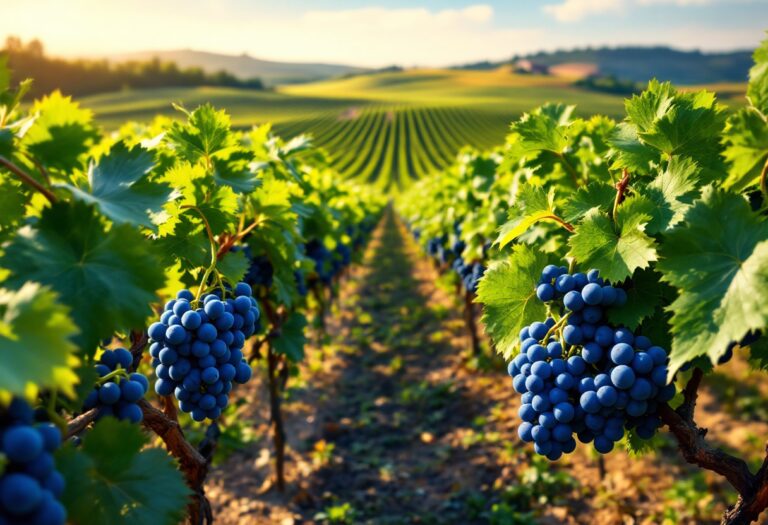 Bottiglia di Cepparello nel paesaggio del Chianti