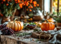 Piatto autunnale con ingredienti freschi e colorati