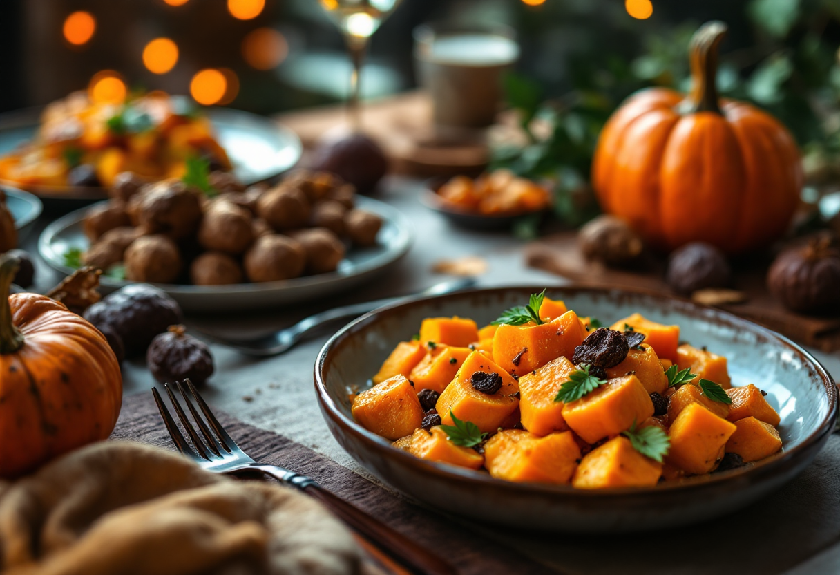 Piatto autunnale con ingredienti freschi e tradizionali