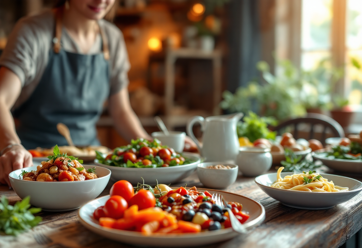 Immagine di un evento gastronomico in Italia con piatti tipici