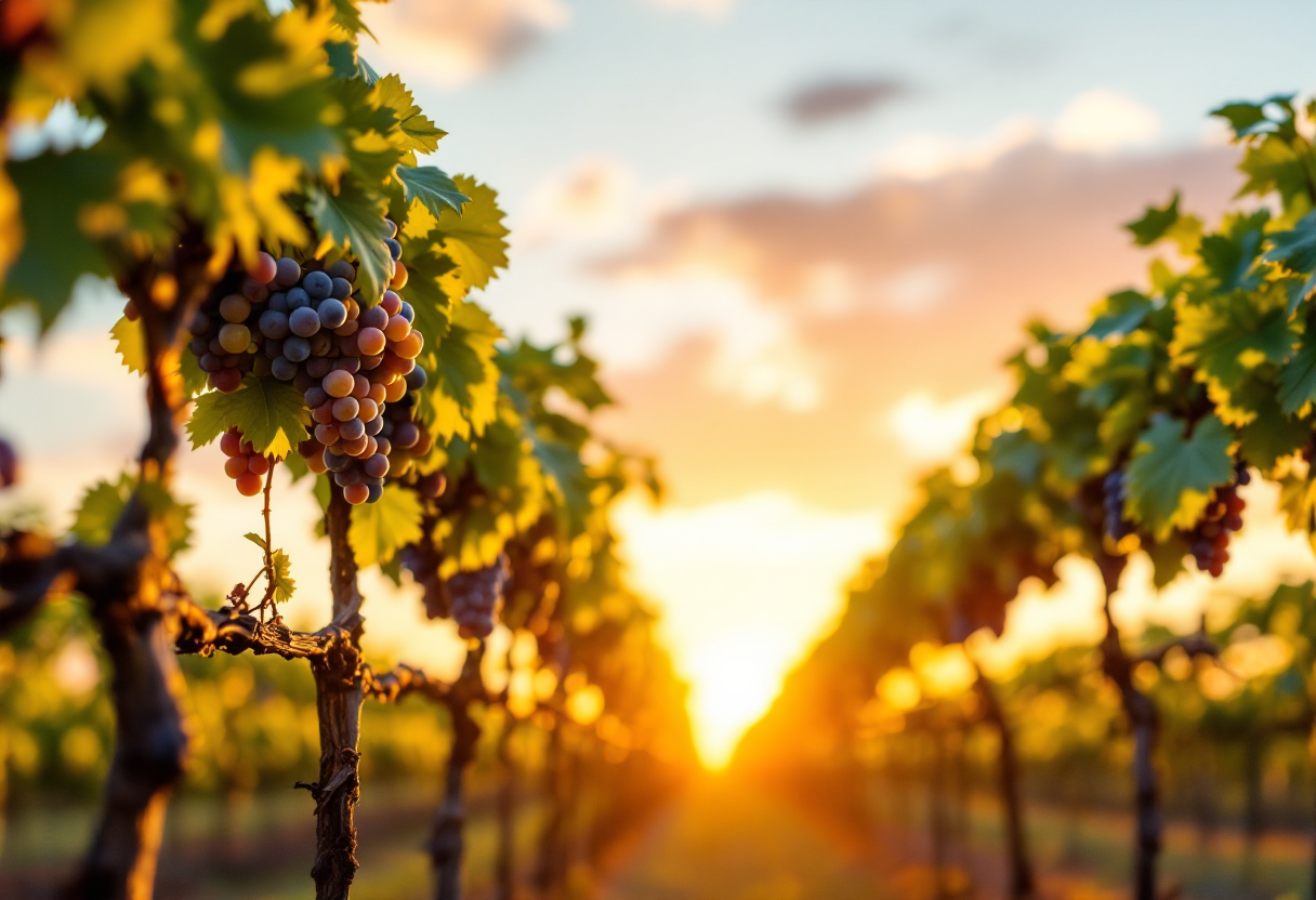 Bottiglie di vino Farina in un vigneto tradizionale