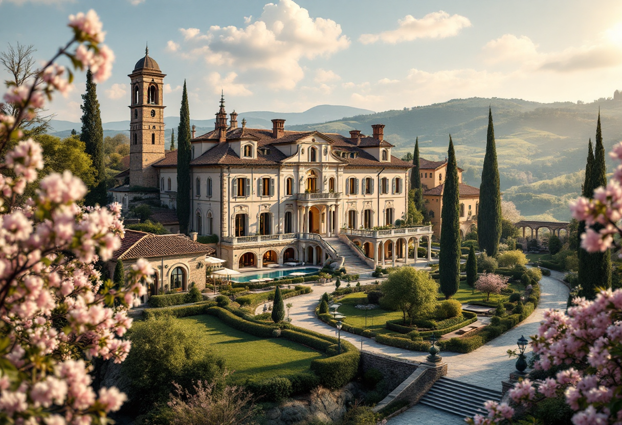 Immagine di piatti gourmet toscani in un ambiente lussuoso