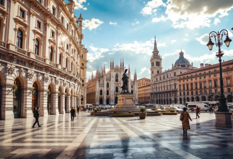 Panorama di Milano con eleganti edifici storici