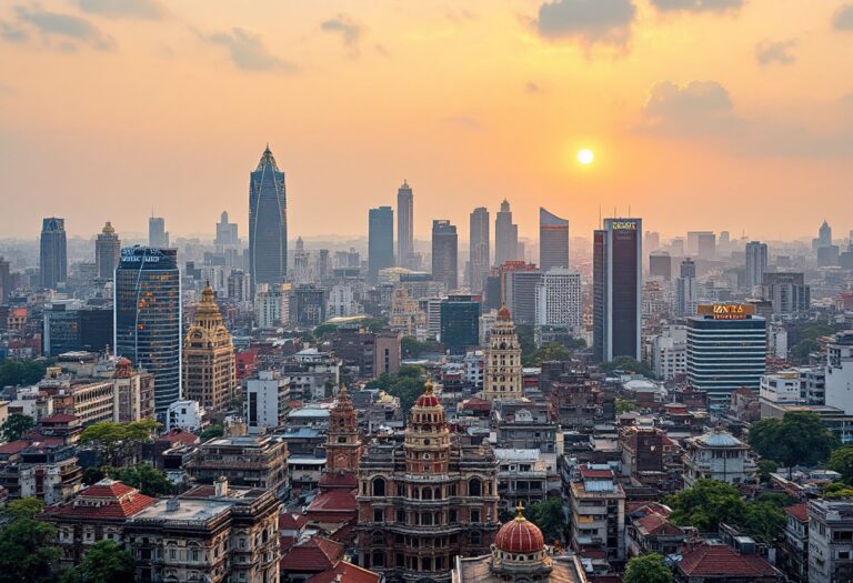 Vista panoramica di Mumbai con sfide ecologiche
