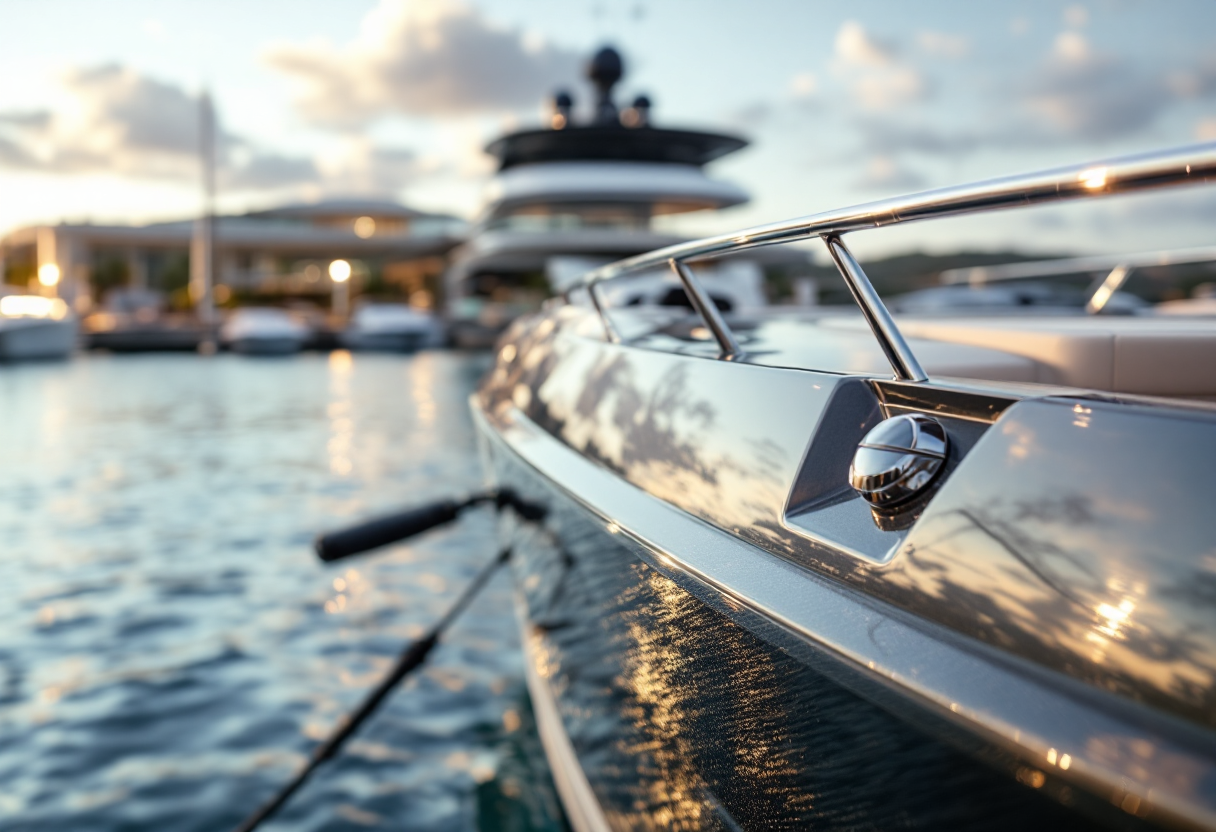 Superyacht Tankoa S520 in un porto elegante