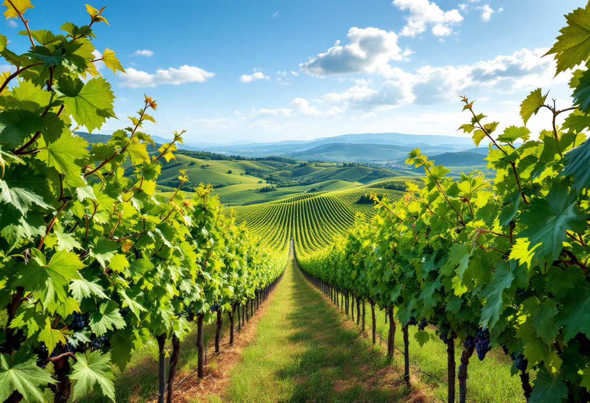 Panorama delle colline del Prosecco al tramonto