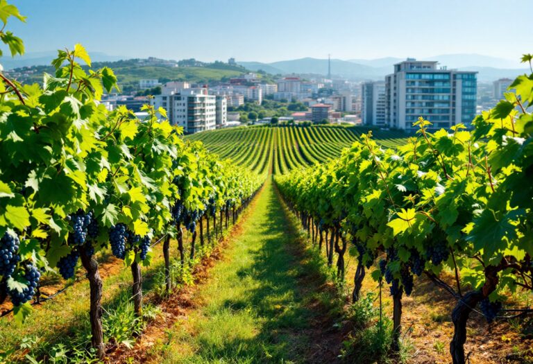 Vigne urbane che crescono in un contesto cittadino