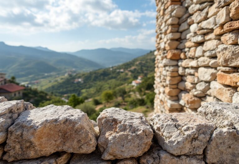 Panorama dell'Albania con montagne e antichi siti storici