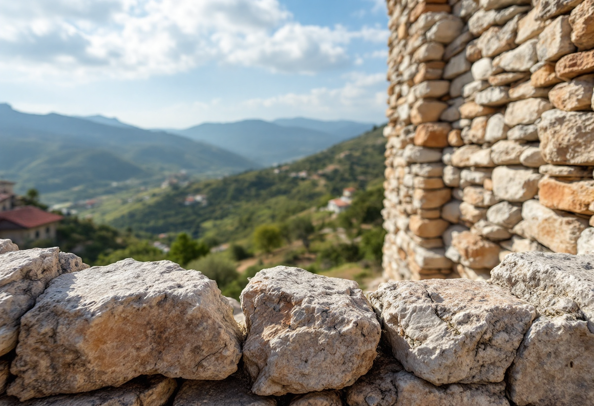 Panorama dell'Albania con montagne e antichi siti storici