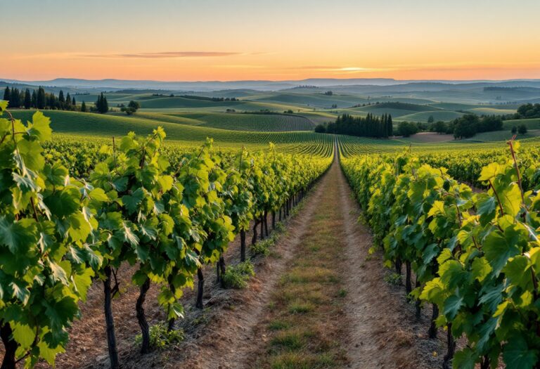 Bottiglia di Brunello di Montalcino in un vigneto