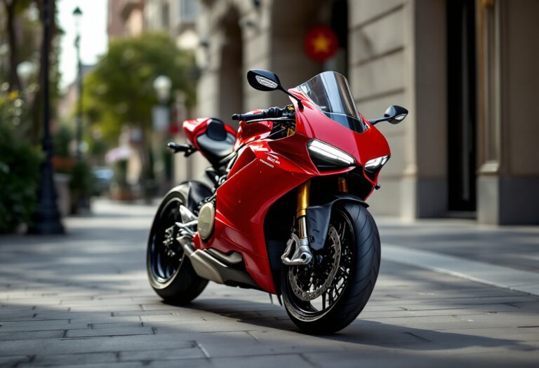 Ducati Panigale V4 Lamborghini in un paesaggio italiano