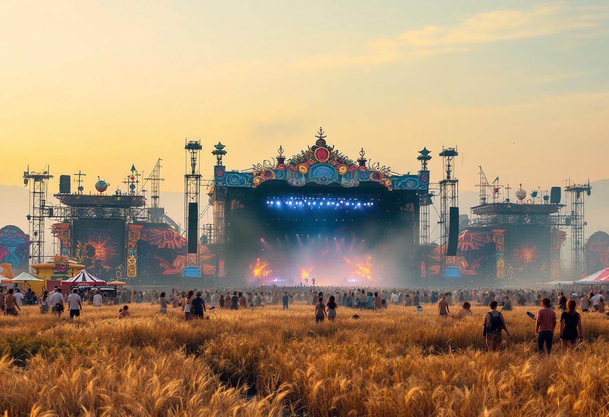Immagine di festival musicali nel 2025 con artisti e pubblico