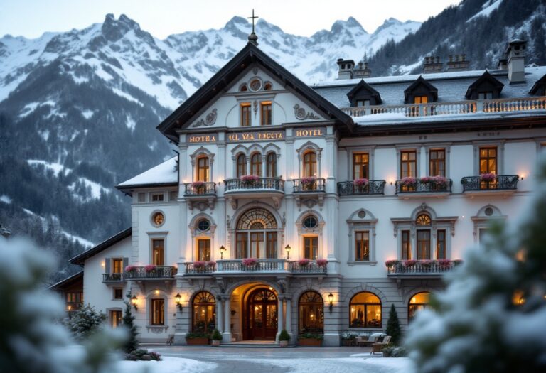 Vista dell'Hotel Weisses Kreuz che unisce storia e modernità