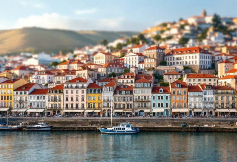 Vista panoramica di Porto con cibo tipico e monumenti storici