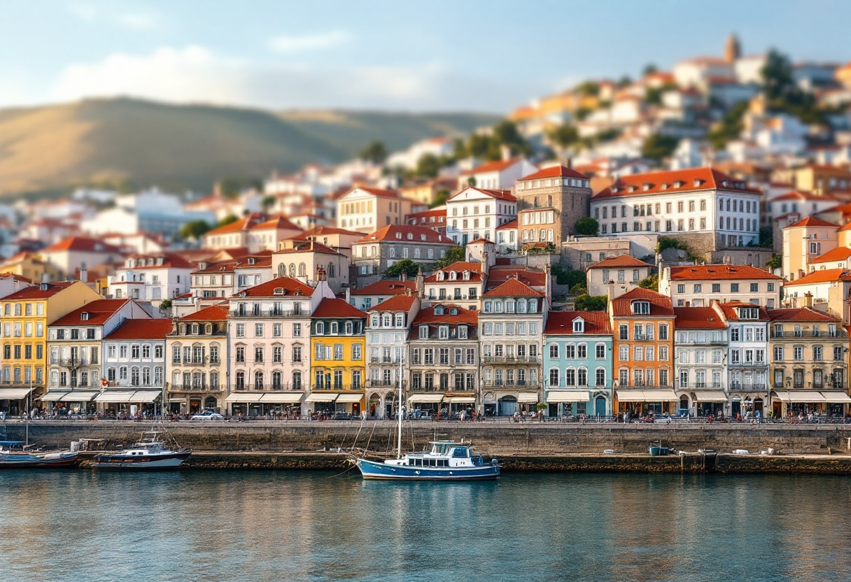 Vista panoramica di Porto con cibo tipico e monumenti storici