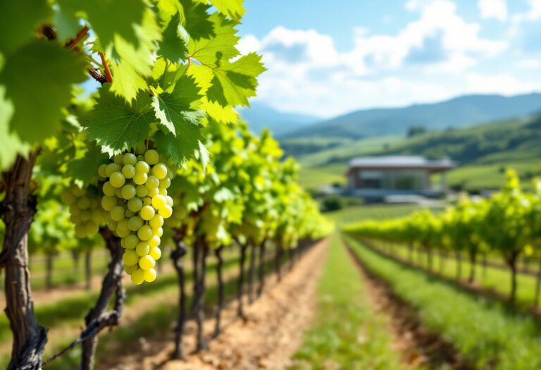 Bottiglia di Pinot Bianco in un vigneto della Franciacorta