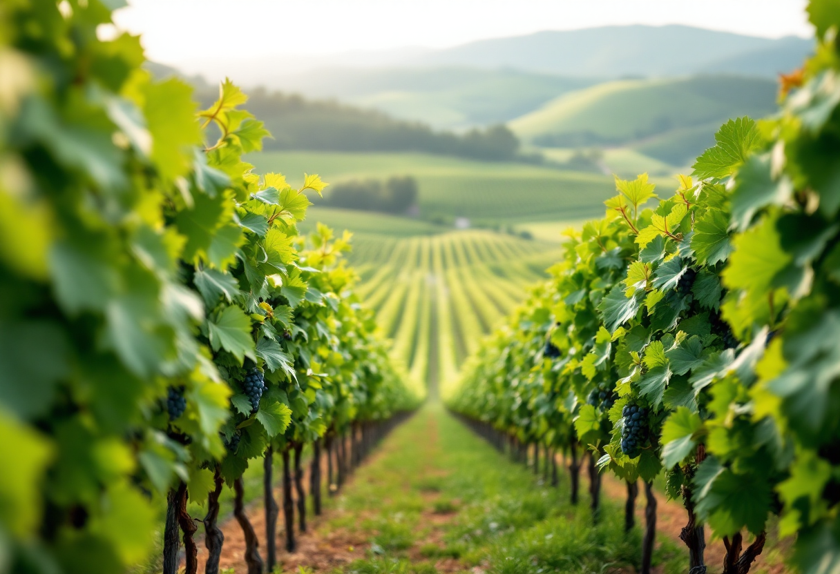 Vini bianchi in un paesaggio del Palisades Canyon