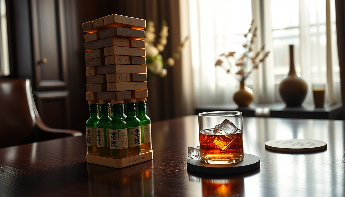 un insieme esclusivo di jenga con whisky giapponese di lusso 1752754123
