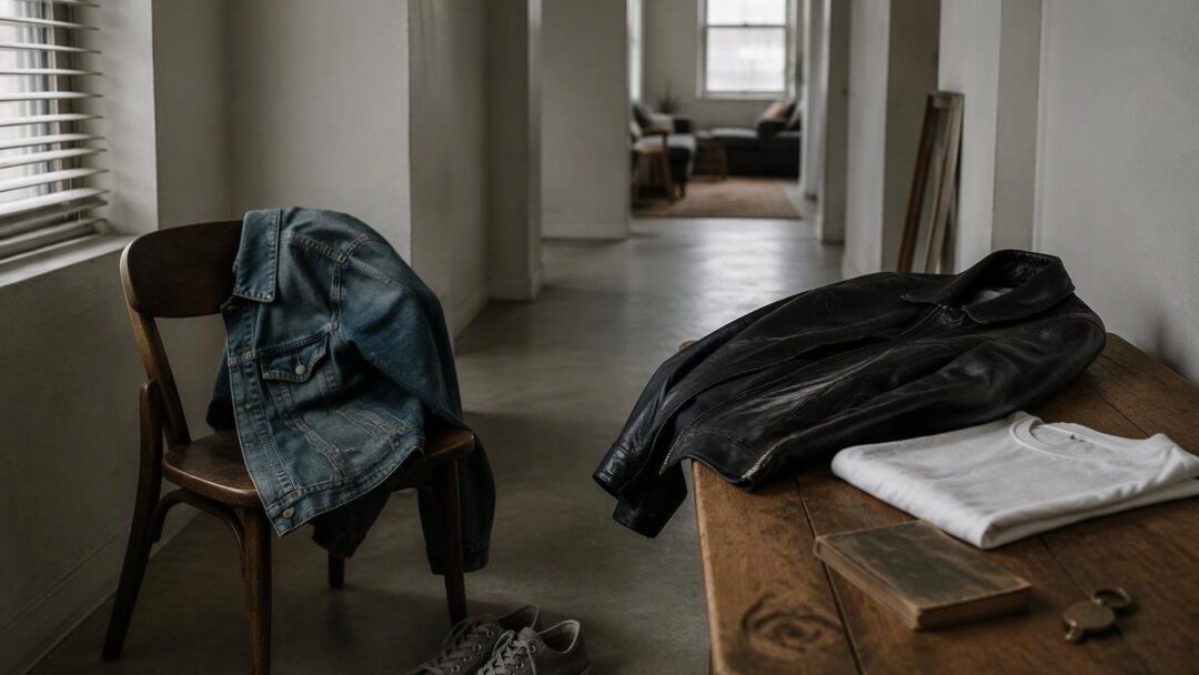 Denim chiaro e pelle nera: layering e accessori pro