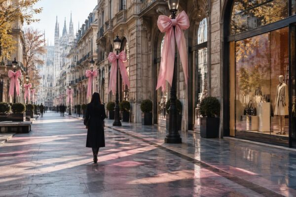 Le vie del lusso milanese si illuminano di rosa per la lotta al tumore