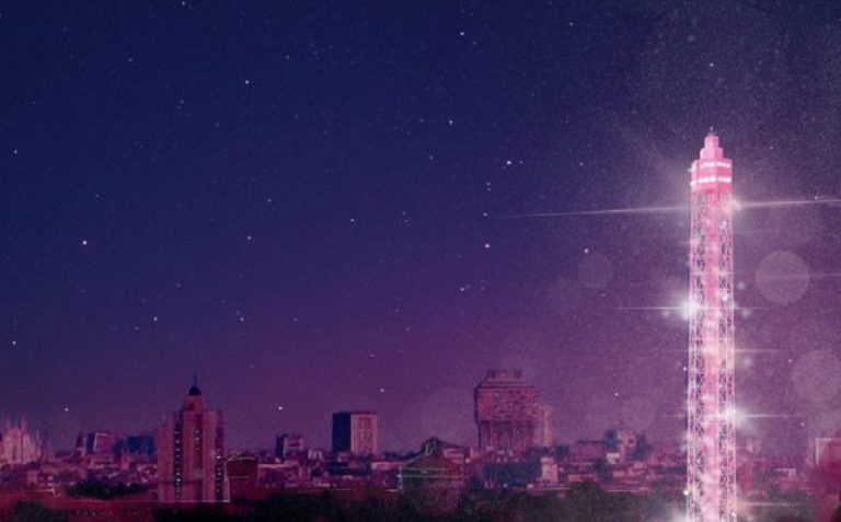 Torre Branca si tinge di rosa: 300 led per lo spettacolo di luci
