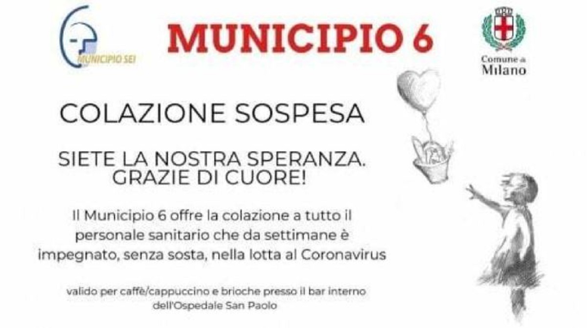 Coronavirus, il Municipio 6 lancia l’iniziativa: “Colazioni sospese per gli operatori sanitari”