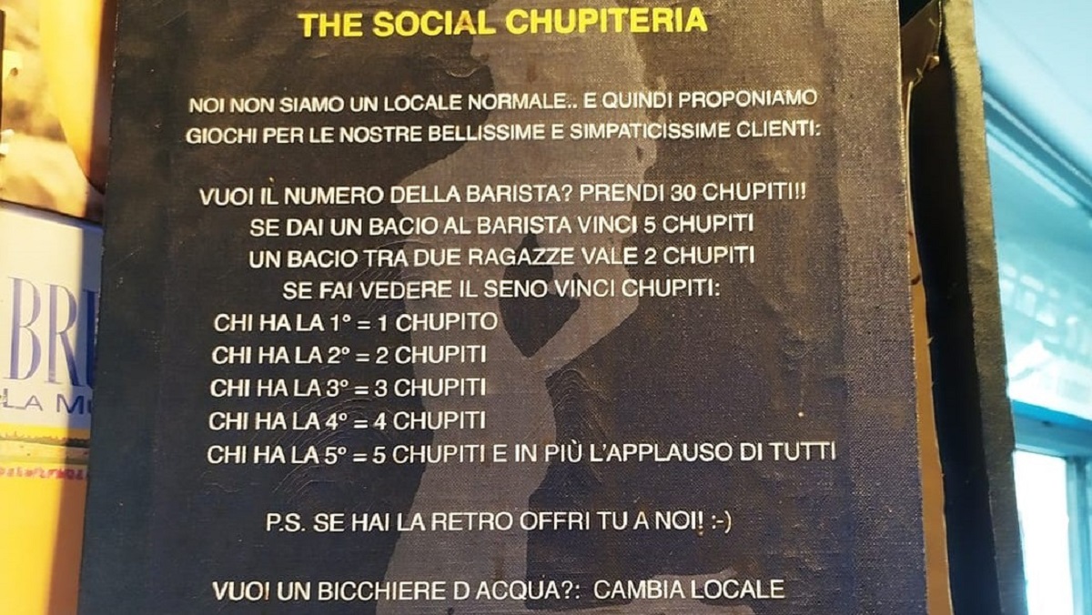 The Social Chupiteria: il cartello che ha scatenato le polemiche