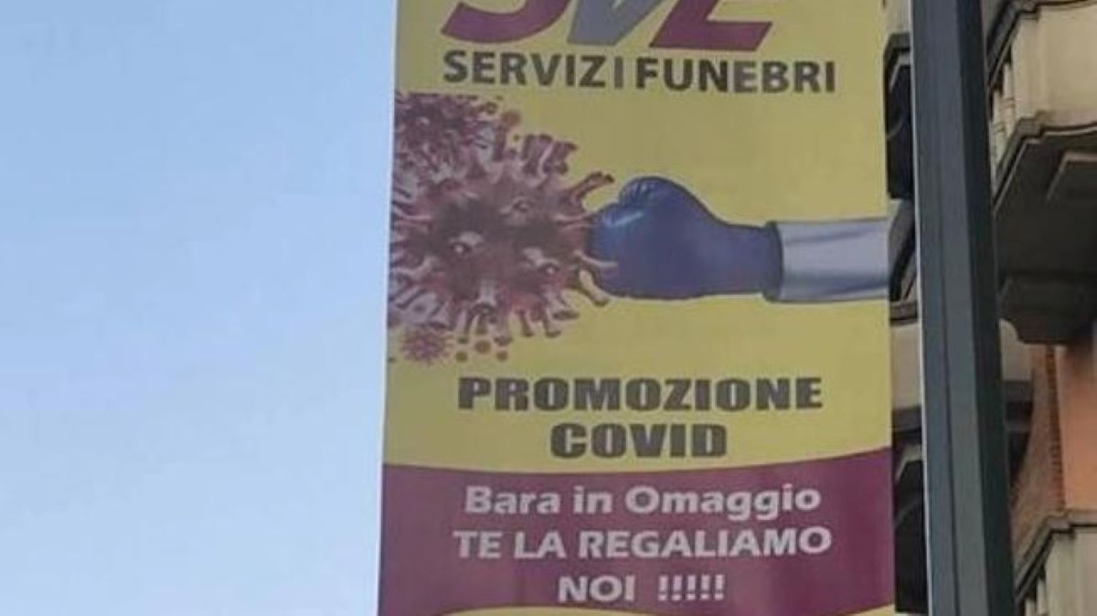 “Promozione Covid. Bara in regalo” lo spot choc delle pompe funebri