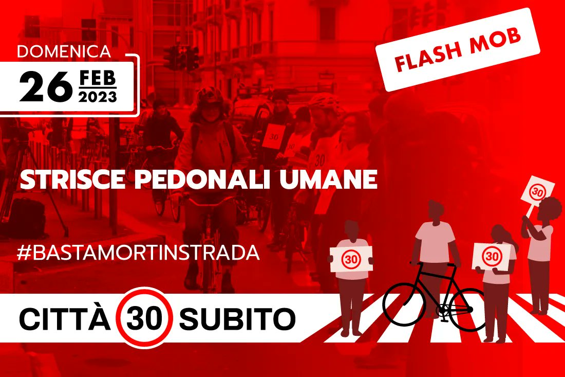 Città 30 a Milano: strisce pedonali umane