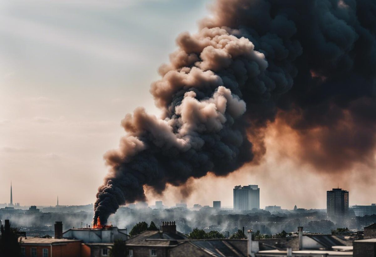 Il video mostra un’enorme colonna di fumo emergere da San Donato Milanese a causa di un incendio.