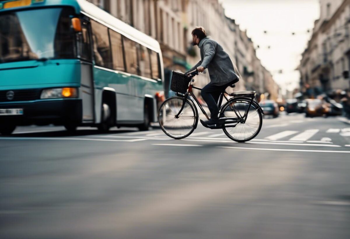 Perde il controllo della sua bici e finisce scontrandosi con un minibus.