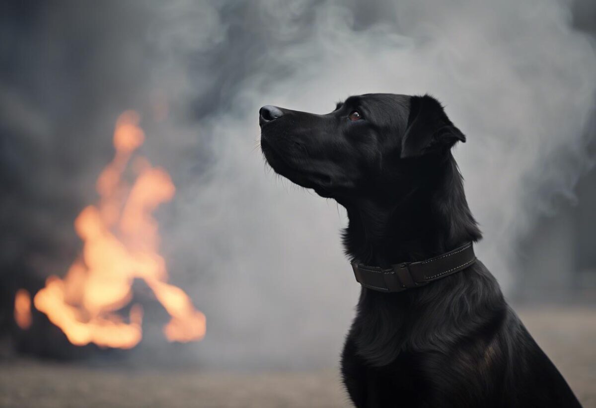 Aika, il cane addestrato a rilevare liquidi combustibili, è stato impiegato a seguito dell’incendio che ha colpito l’emporio cinese.
