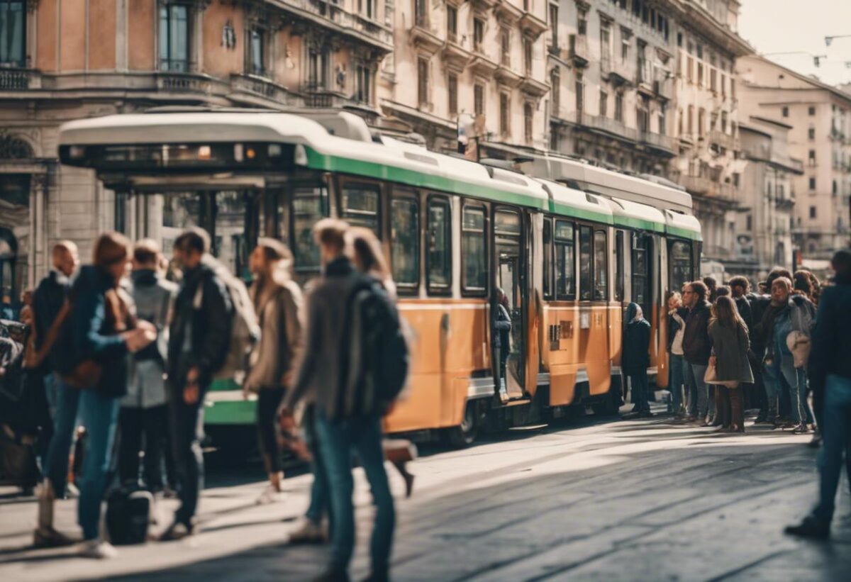 “In Piazza Scala, i pendolari milanesi esasperati manifestano richiedendo maggiore puntualità e frequenza per tram e autobus”.