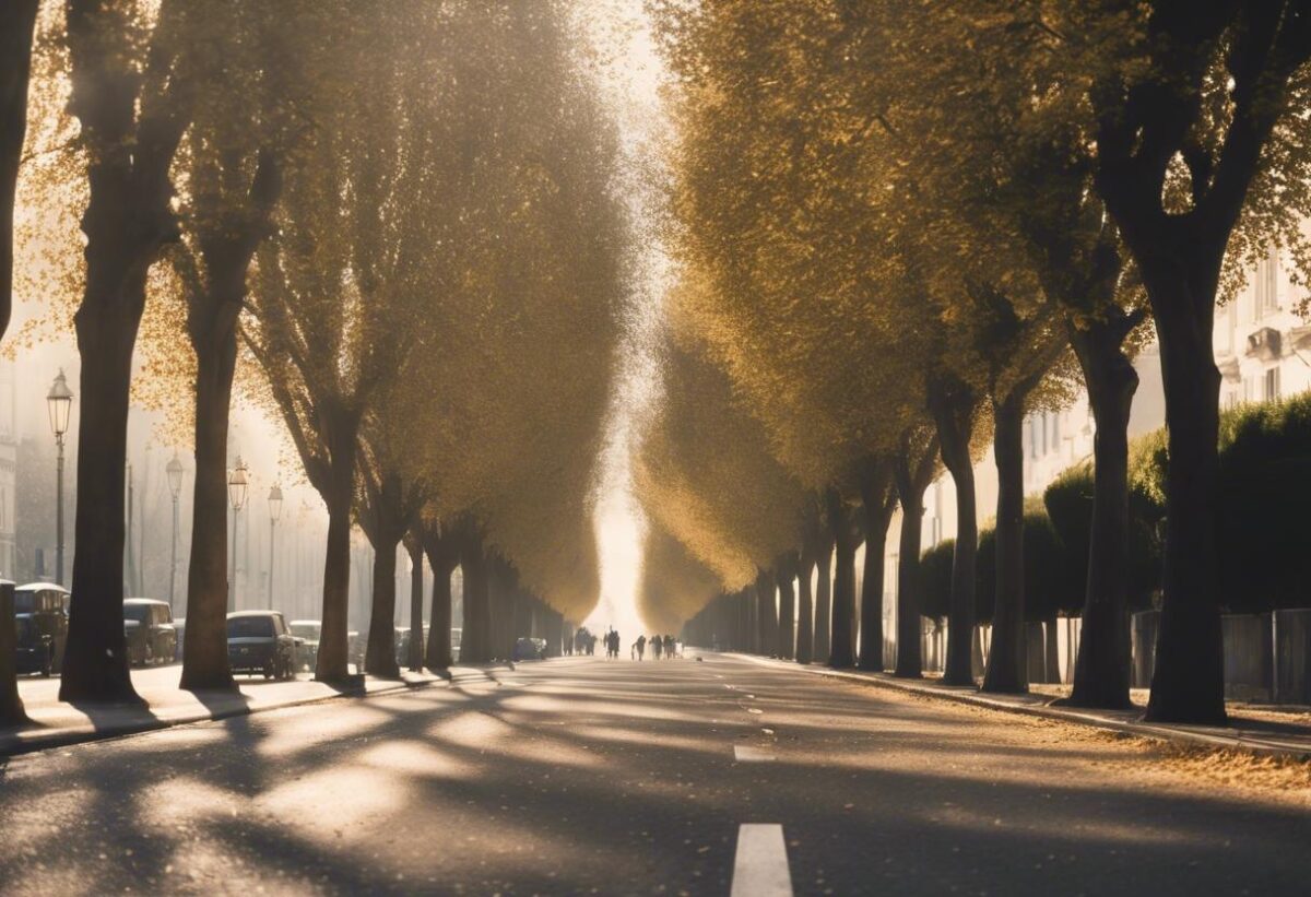 Viale delle Rimembranze. Gli alberi di platano commemorano coloro che hanno perso la vita: “Fra accadimenti e traffico…”.