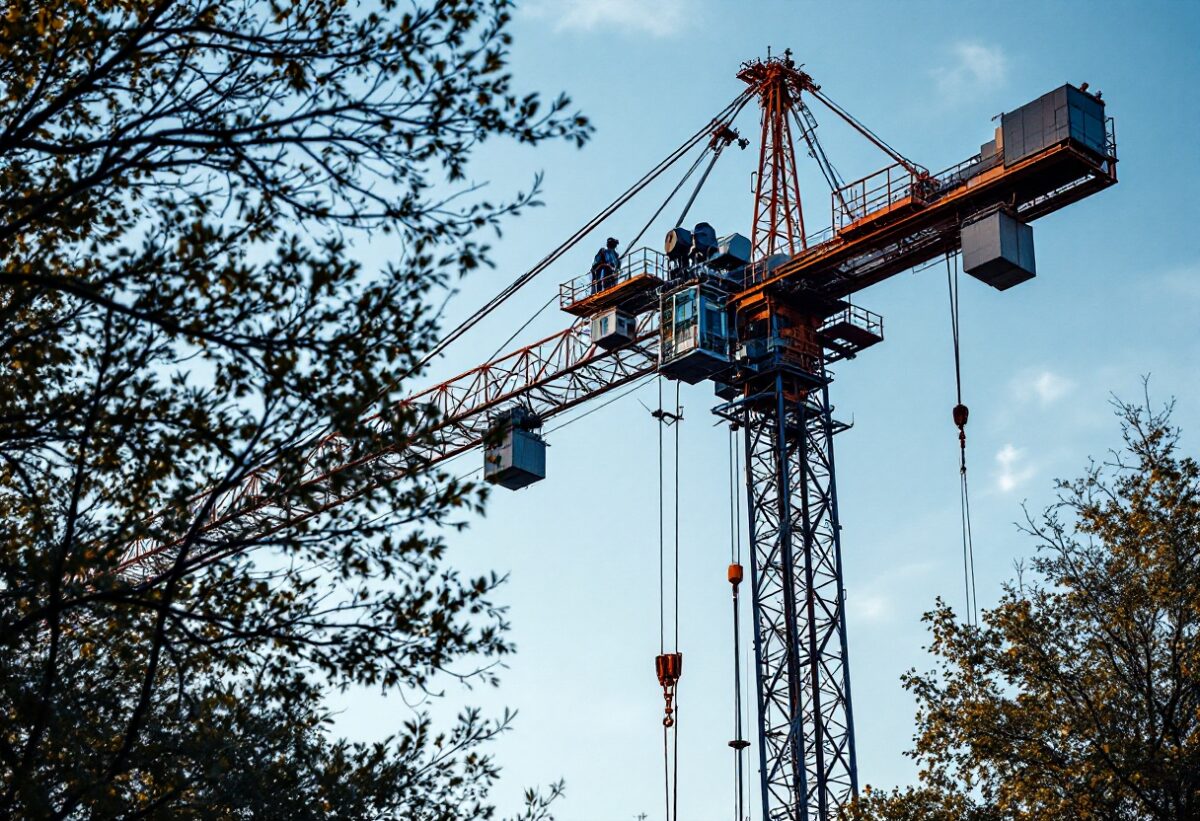 Proteste in cantiere a San Donato Milanese: operai su una gru