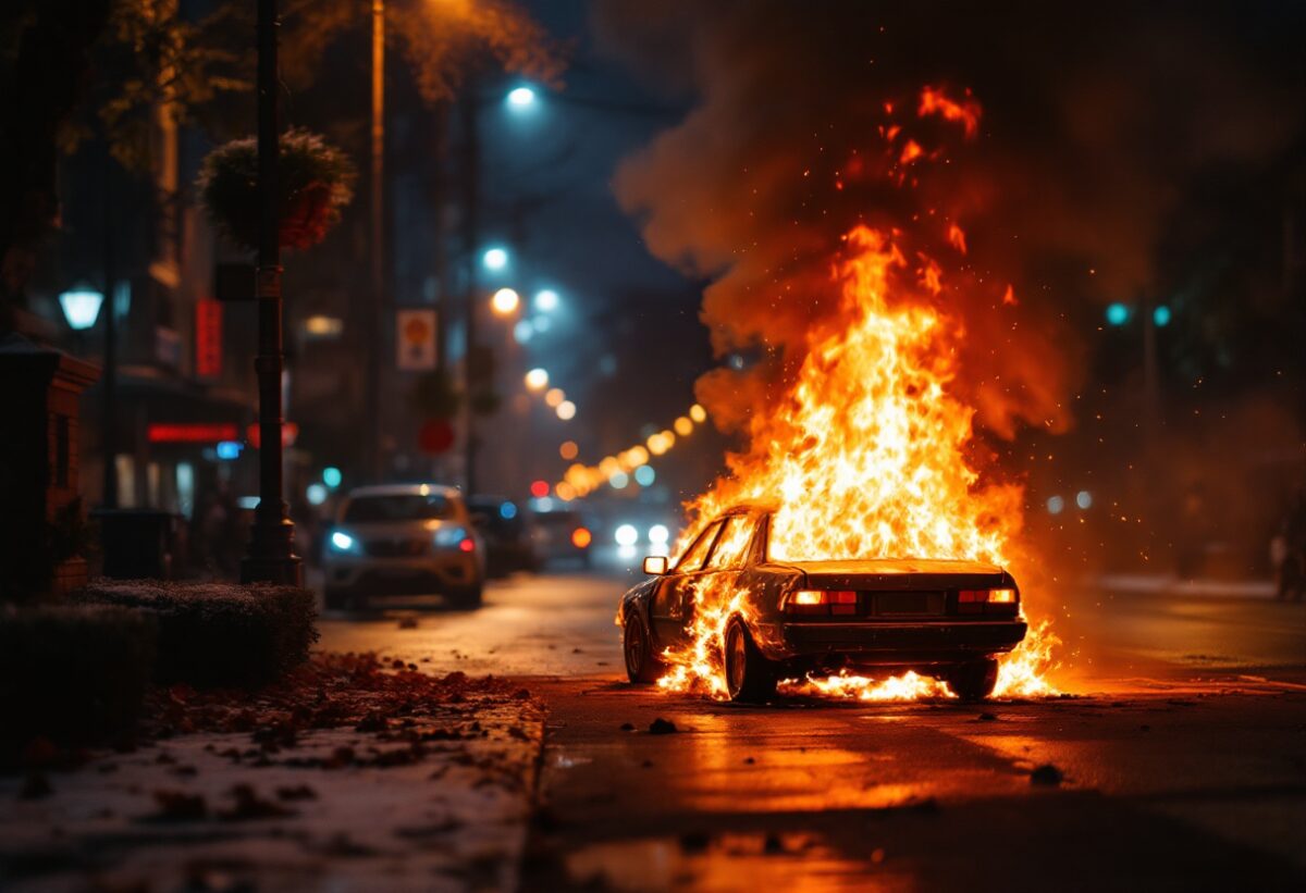 Colpo audace nel Milanese: esplosione e fuga in auto incendiata