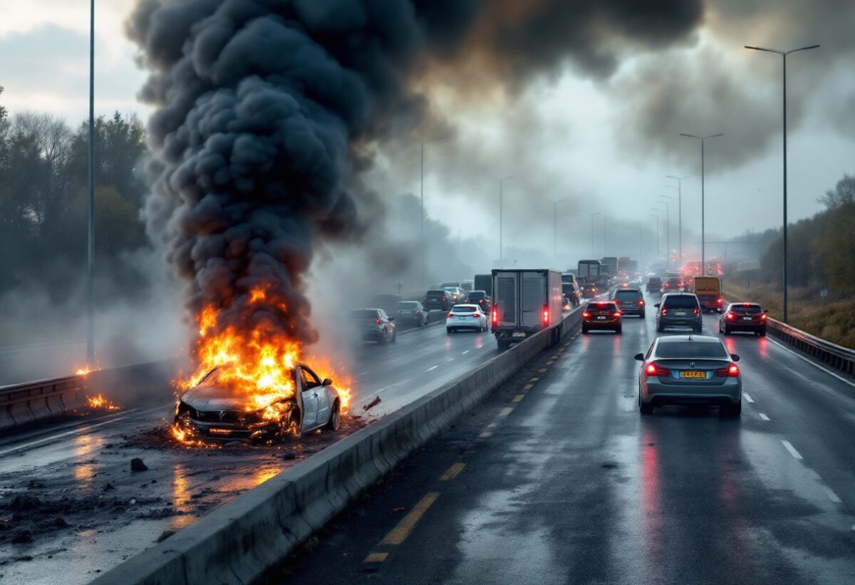 Incendio auto provoca traffico intenso sull’A8 a Legnano