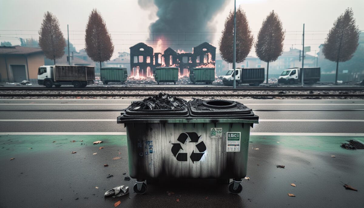 Vandalismo a Rozzano: incendio ai cassonetti della raccolta differenziata