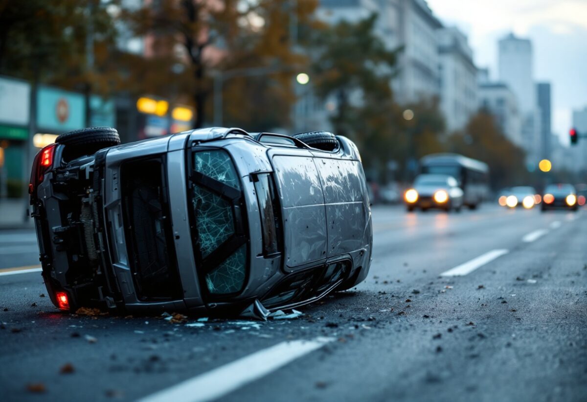 Incidente stradale in tangenziale nord: auto si ribalta e tre feriti