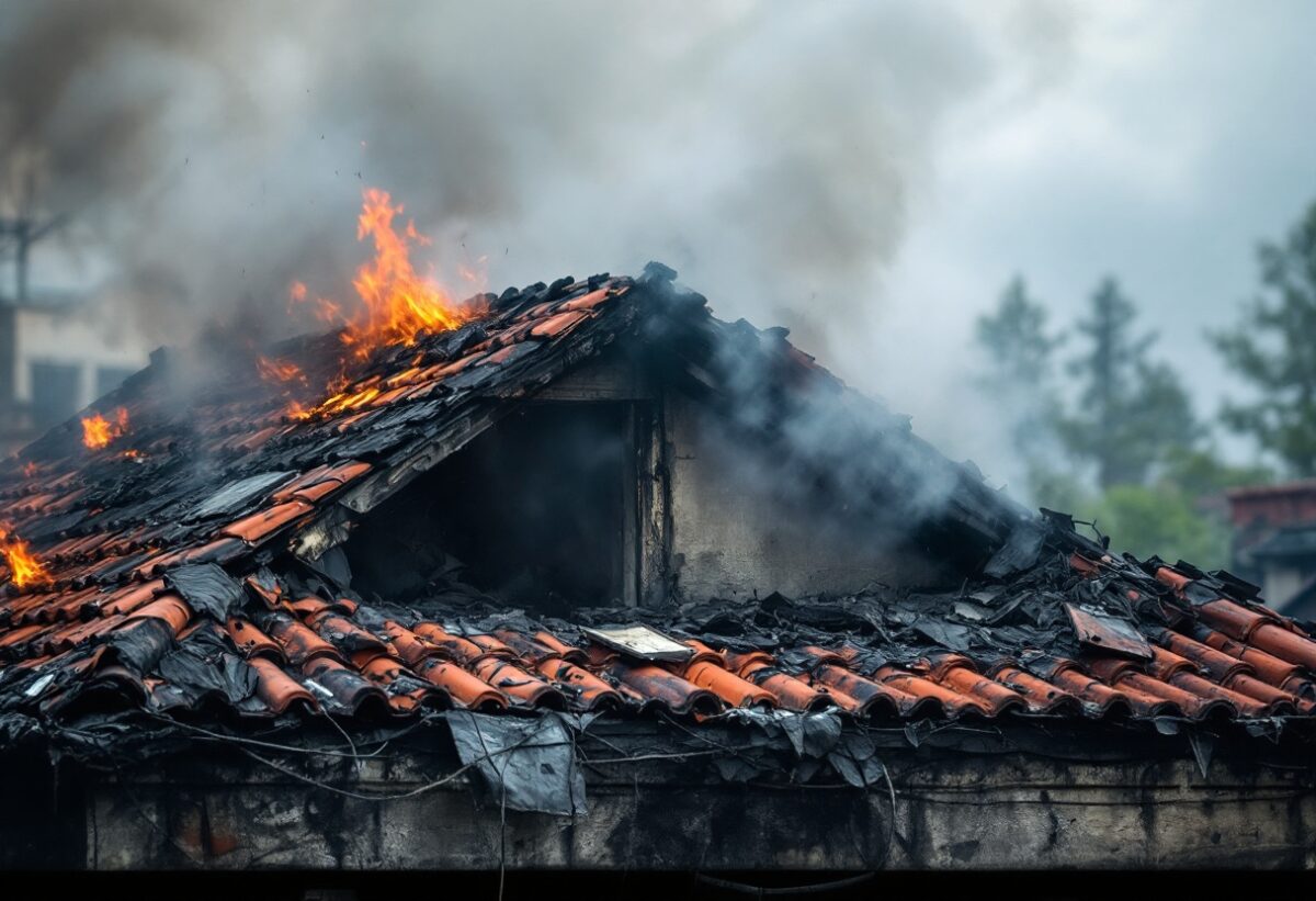 Incendio devastante a San Vittore Olona: tetto in fiamme e traffico bloccato