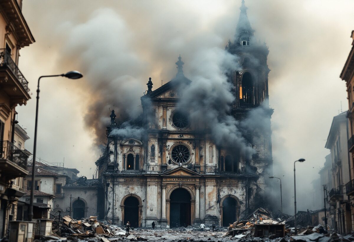 Incendio distrugge parte del tetto di una chiesa a Basiglio