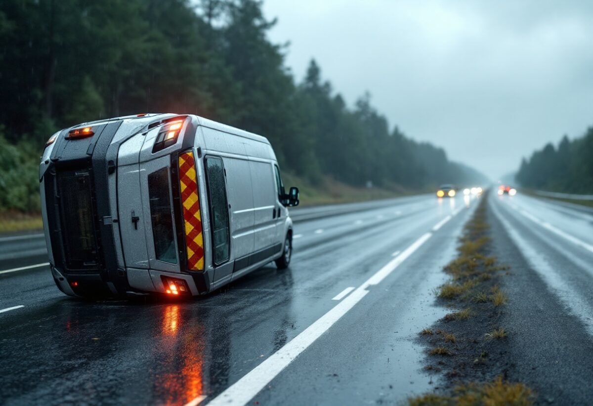 Incidente stradale sull’autostrada A8: un furgone si ribalta