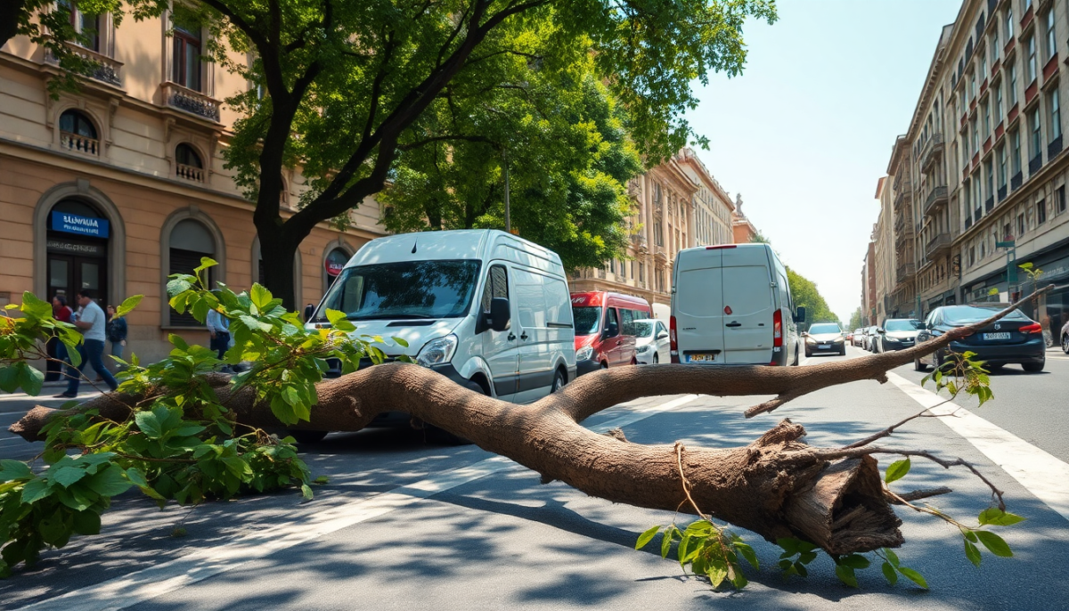 Incidente a Milano: il ramo che ha fermato il traffico