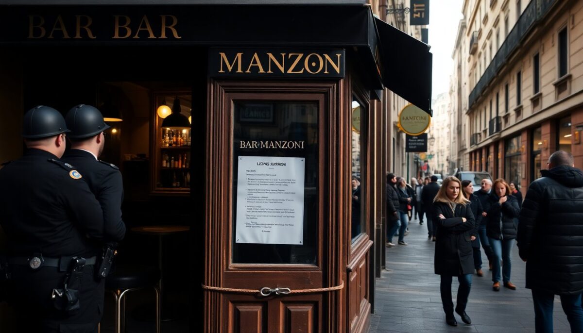 Bar Manzoni sospeso: provvedimenti contro la criminalità a Milano