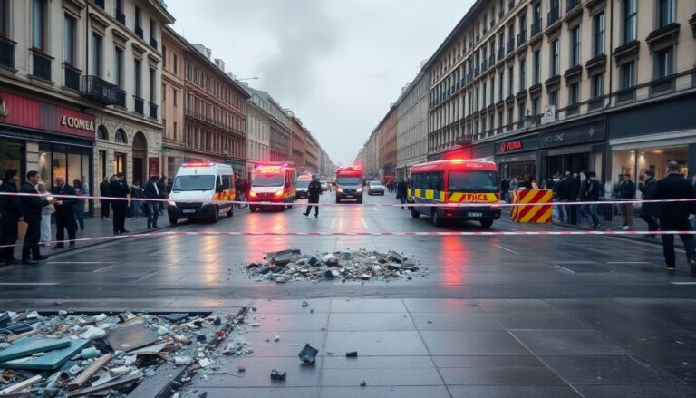 Esplosione in centro città: feriti e traffico interrotto