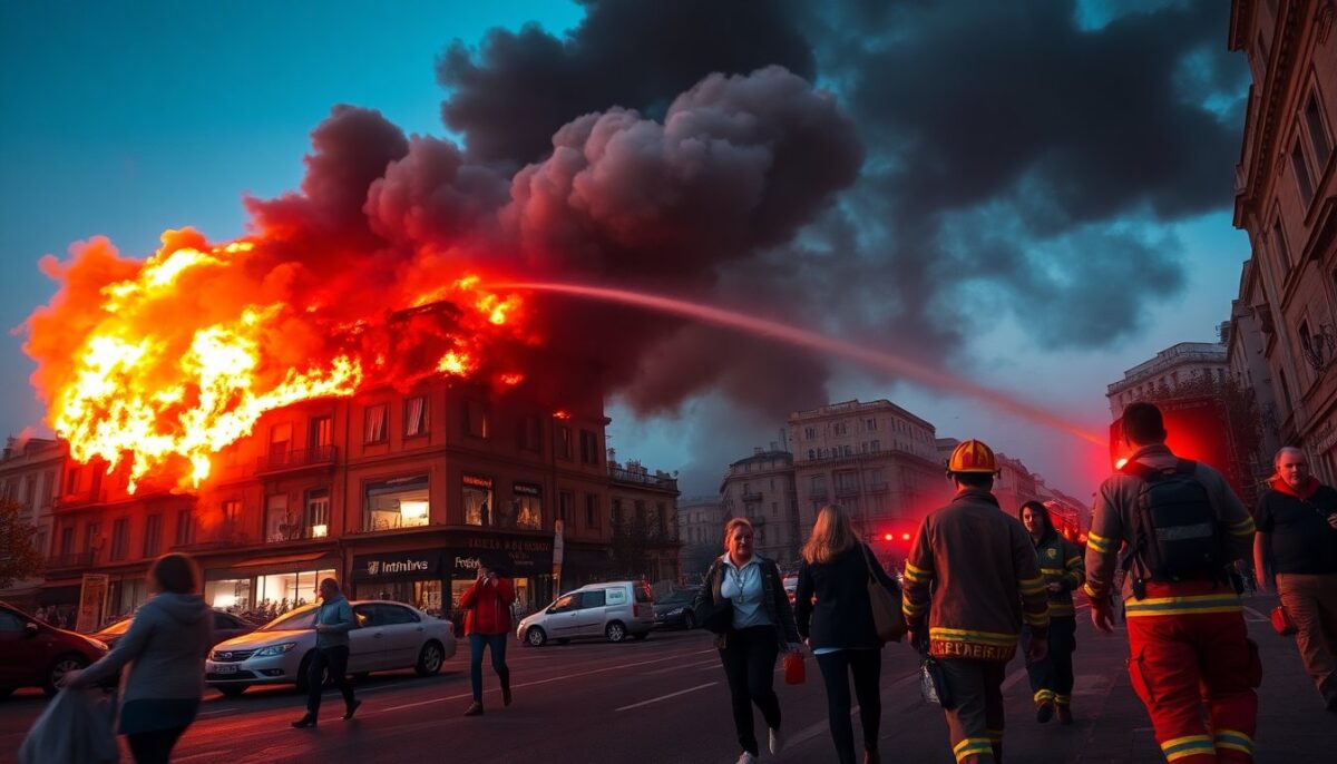 Incendio in centro città causa evacuazione e caos
