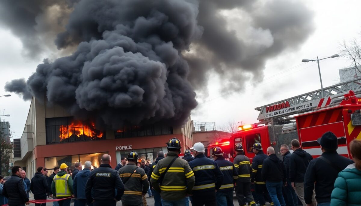 Incendio in centro città lascia 5 feriti e provoca evacuazioni